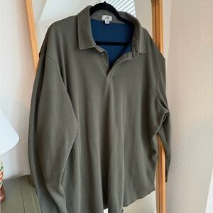 One Bone Men’s Olive Green Long-Sleeve Polo Shirt